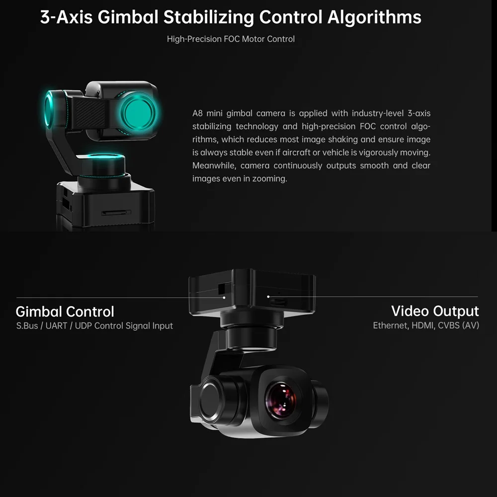 SIYI A8 Mini 4K 8MP Gimbal Cam - Drone Camera Vlog avaliação e preço