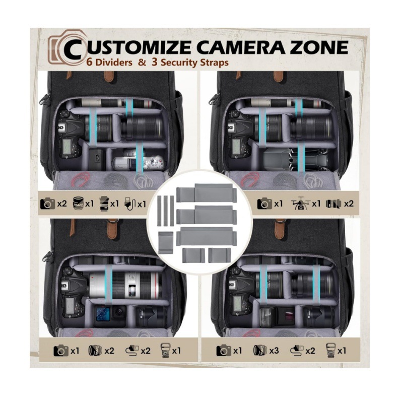 DSLR dual-shoulder camera bag, - Drone Camera Waterproof avaliação e preço